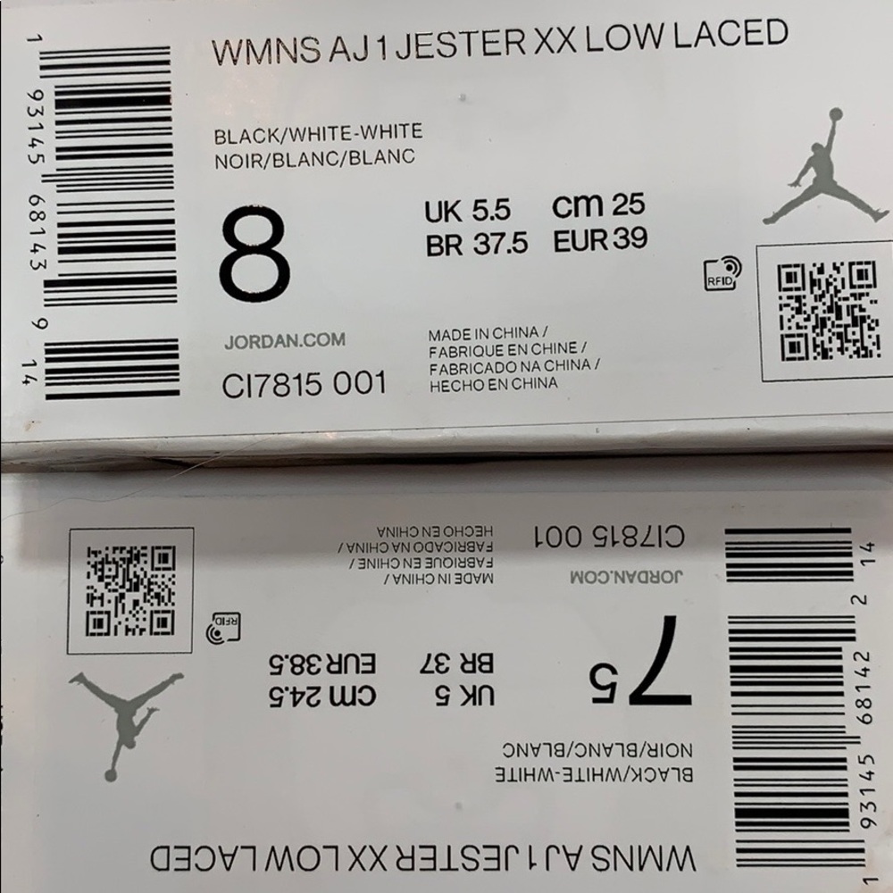 • Air Jordan 1 Jester XX Low Laced Womens Black/wh - Picture 15 of 16